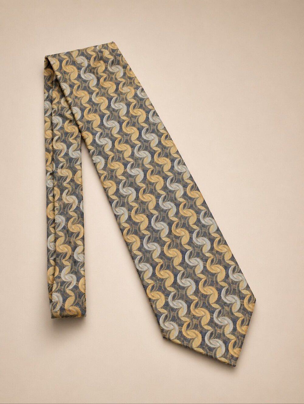 Vintage Luciano Gatti 100% Silk Necktie Italian Geometric Wide Tie Quiet Luxury